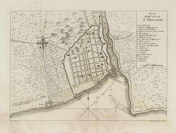 VANNI, V. / PAZZI, G., Piano della Citta di S.Domingo., antique map, old maps