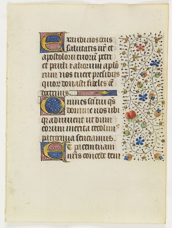 FRANCISCAN BOOK OF HOURS, Leaf on vellum from a manuscript Book of Hours, use of Rome., antique map, old maps