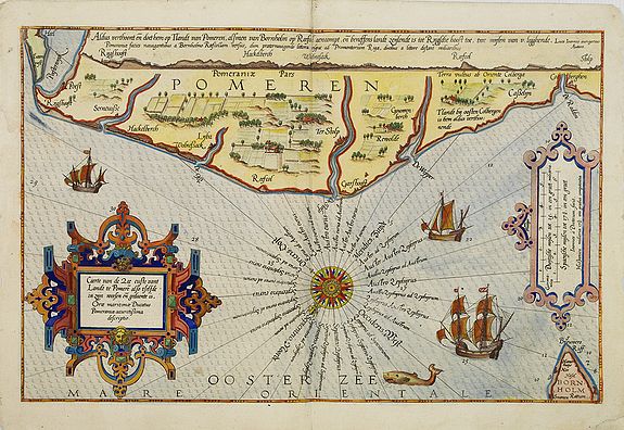 WAGHENAER, L. J., Caerte van de zee custe vant Landt te Pomere. . ., antique map, old maps
