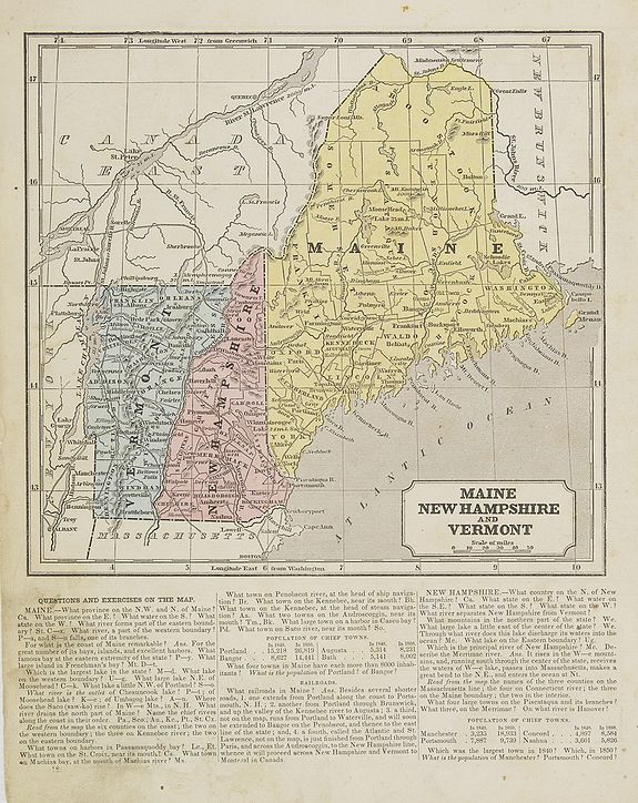 Old map by MORSE - Maine, New Hampshire and Vermont.