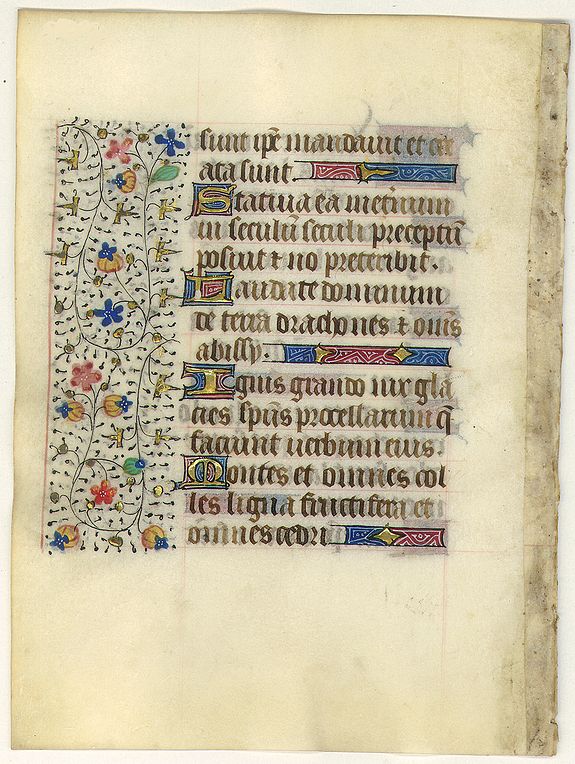 FRANCISCAN BOOK OF HOURS, Leaf on vellum from a manuscript Book of Hours, use of Rome., antique map, old maps
