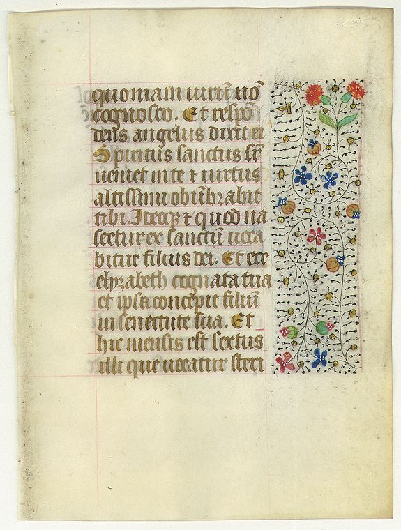 FRANCISCAN BOOK OF HOURS, Leaf on vellum from a manuscript Book of Hours, use of Rome., antique map, old maps