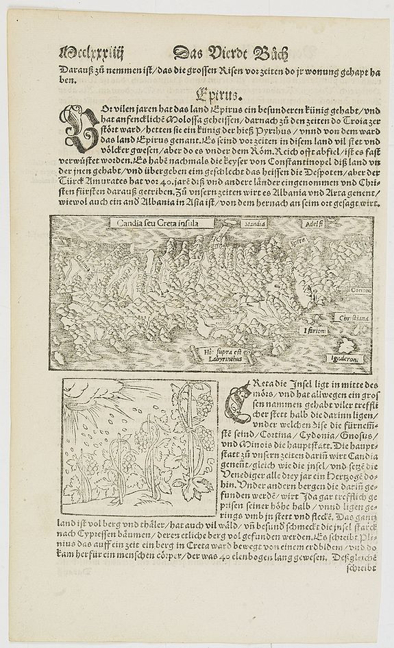 MÜNSTER, S., Candia feu Creta insula., antique map, old maps