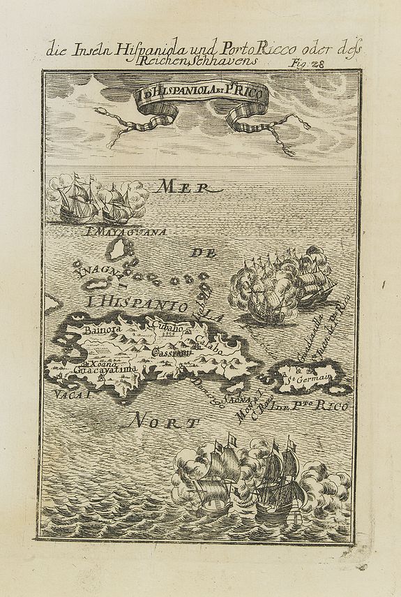 MALLET, A.M., I.d'Hispaniola et Pto Rico., antique map, old maps