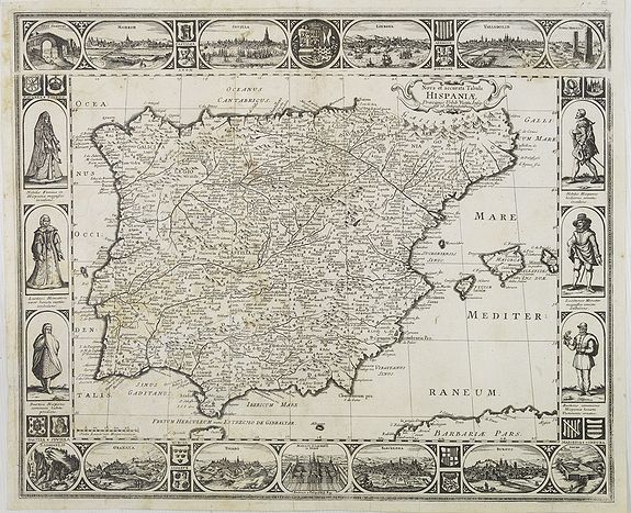 ANONYMOUS, Nova et accurata Tabula Hispaniae . . ., antique map, old maps