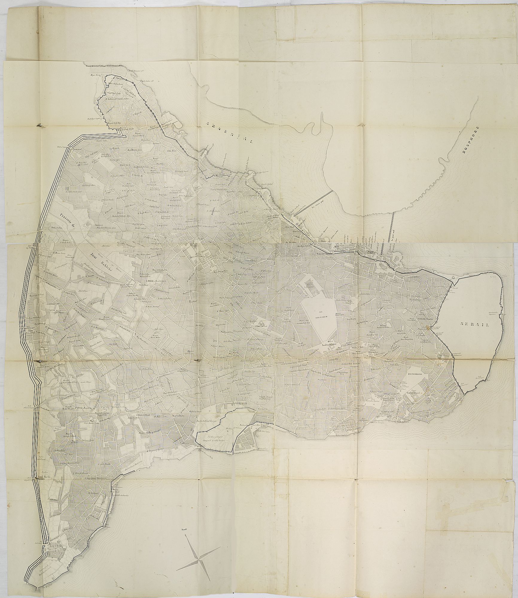 Old map by OLIVIER - Plan de Constantinople, non compris ses faubourgs. Grave d'apres les documents du ministere de la Guerre par E. Olivier.