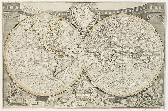 Old map by CLOUET - Mappemonde ou globe terestre dressée sur les Nouvelles Observations . . .
