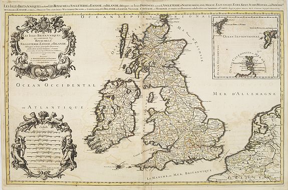 Old map by SANSON - Les Isles Britanniques qui contiennents les- Royaumes, d' Angleterre, Escosse, et Irland.