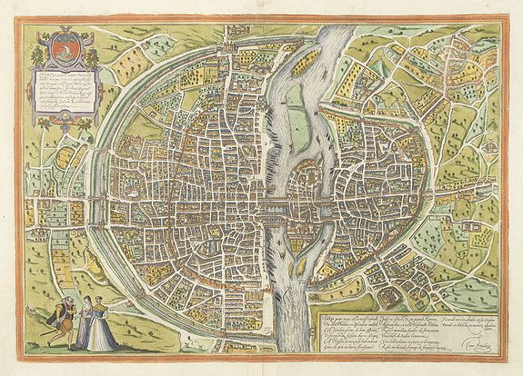 BRAUN, G. / HOGENBERG, F., Lutetia, vulgari nomine Paris, urbs Gallia. . ., antique map, old maps
