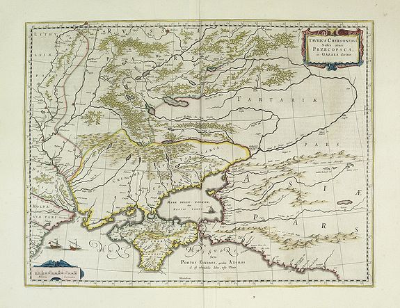 BLAEU, W.,  Taurica Chersonesus, Nostra aetate Prezecopsca, et Gazara dicitur., antique map, old maps