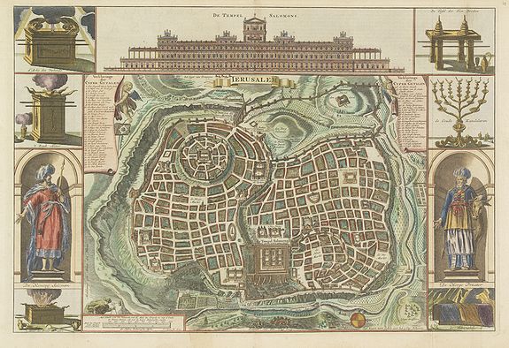 STOOPENDAAL, B.,  Jerusalem., antique map, old maps