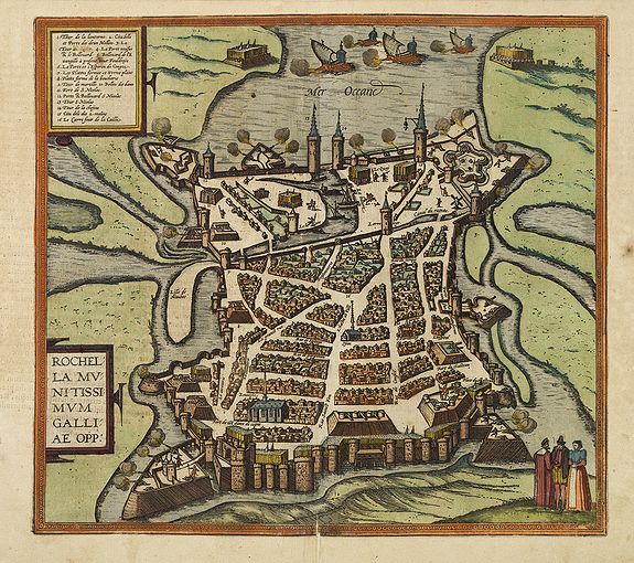 BRAUN, G. / HOGENBERG, F., Rochella munitissimum galliae opp :, antique map, old maps