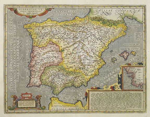 ORTELIUS, A., Hispaniae Veteris descriptio., antique map, old maps