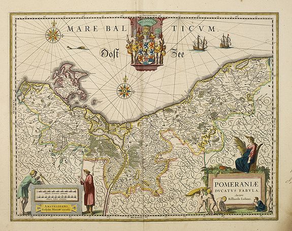 BLAEU, W., Pomeraniae Ducatus Tabula. Auctore Eilhardo Lubino., antique map, old maps