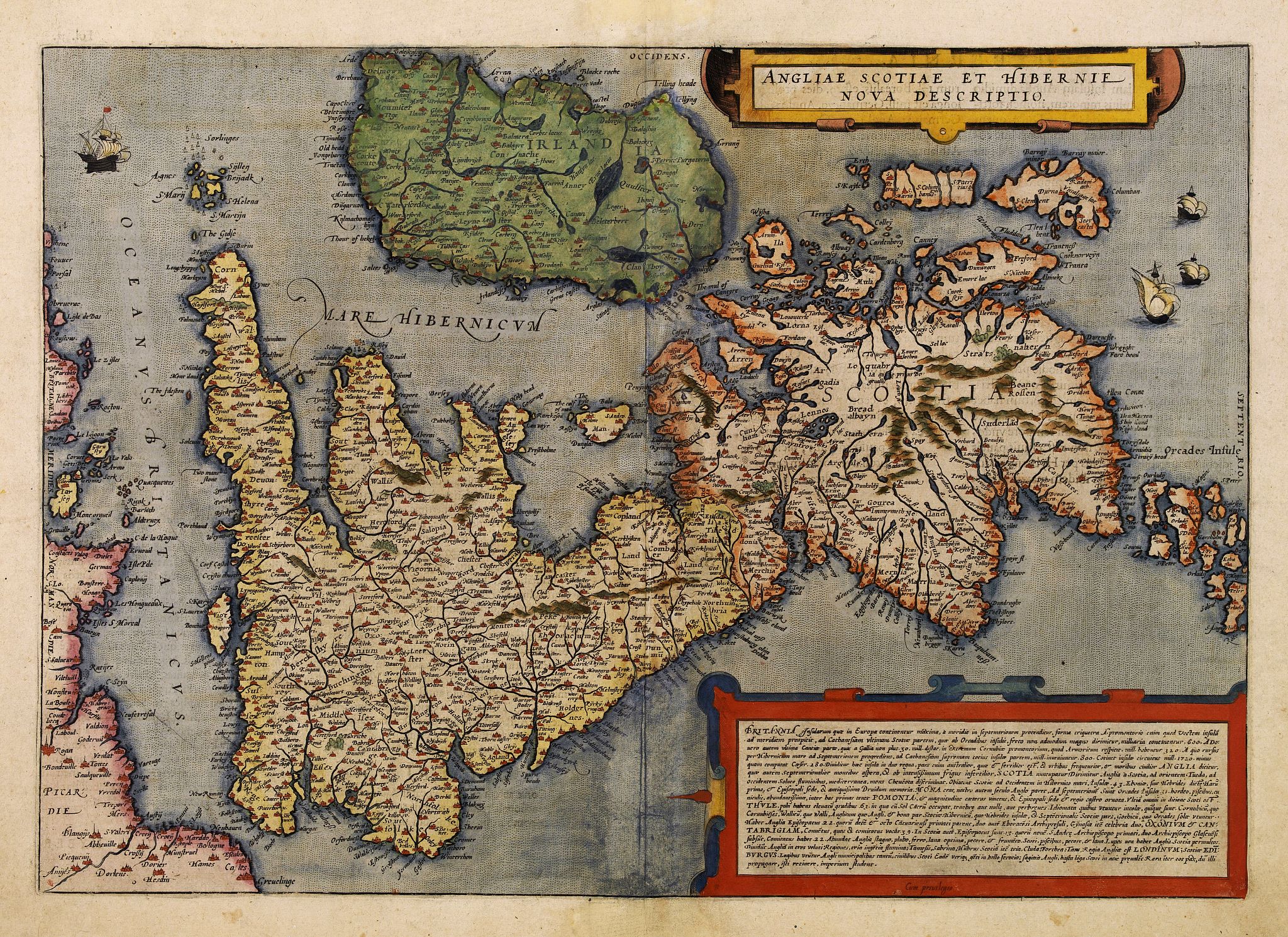 Old map by DE JODE - Angliae, Scotiae et Hibernie Nova Descriptio.