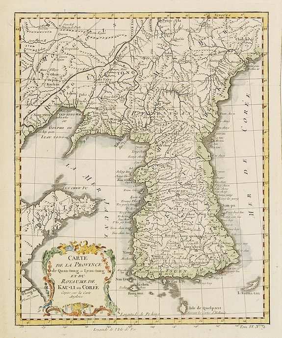 BELLIN, J.N., Carte de la Province de Quantong ou Lyau-tong et du Royaume de Kau-Li ou Corée . . ., antique map, old maps