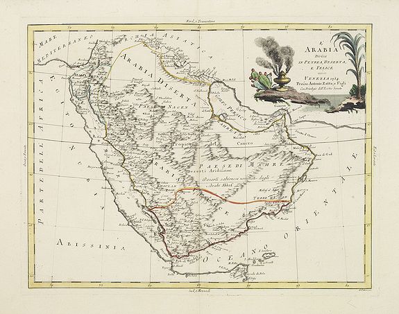ZATTA, A.,  L'Arabia divisa in Petrea, Deserta e Felice., antique map, old maps