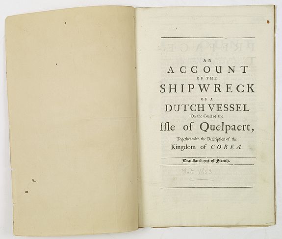 HAMEL, H., An account of the shipwreck of a Dutch vessel on the coast of the Isle of Quelpaert, together with the description of the kingdom of Corea. Translated out of French., antique map, old maps