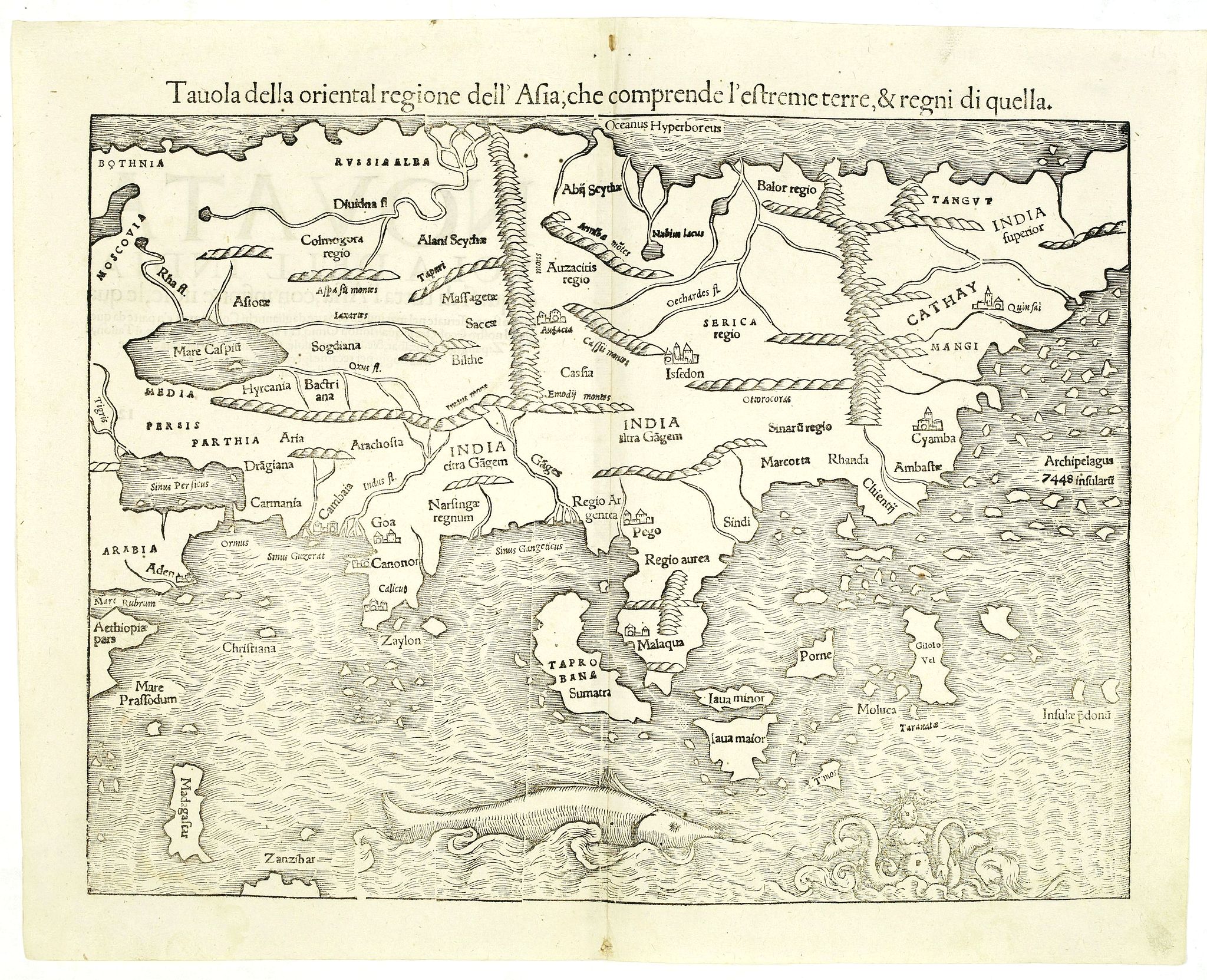 M�NSTER, S.,  Tauola della oriental regione dell' Asia. . ., antique map, old maps