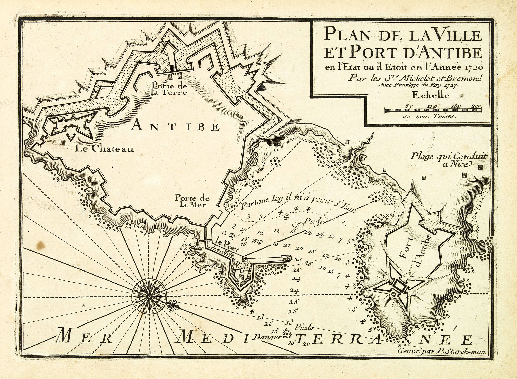 Old map by MICHELOT - Plan de la Ville et Port d'Antibes.