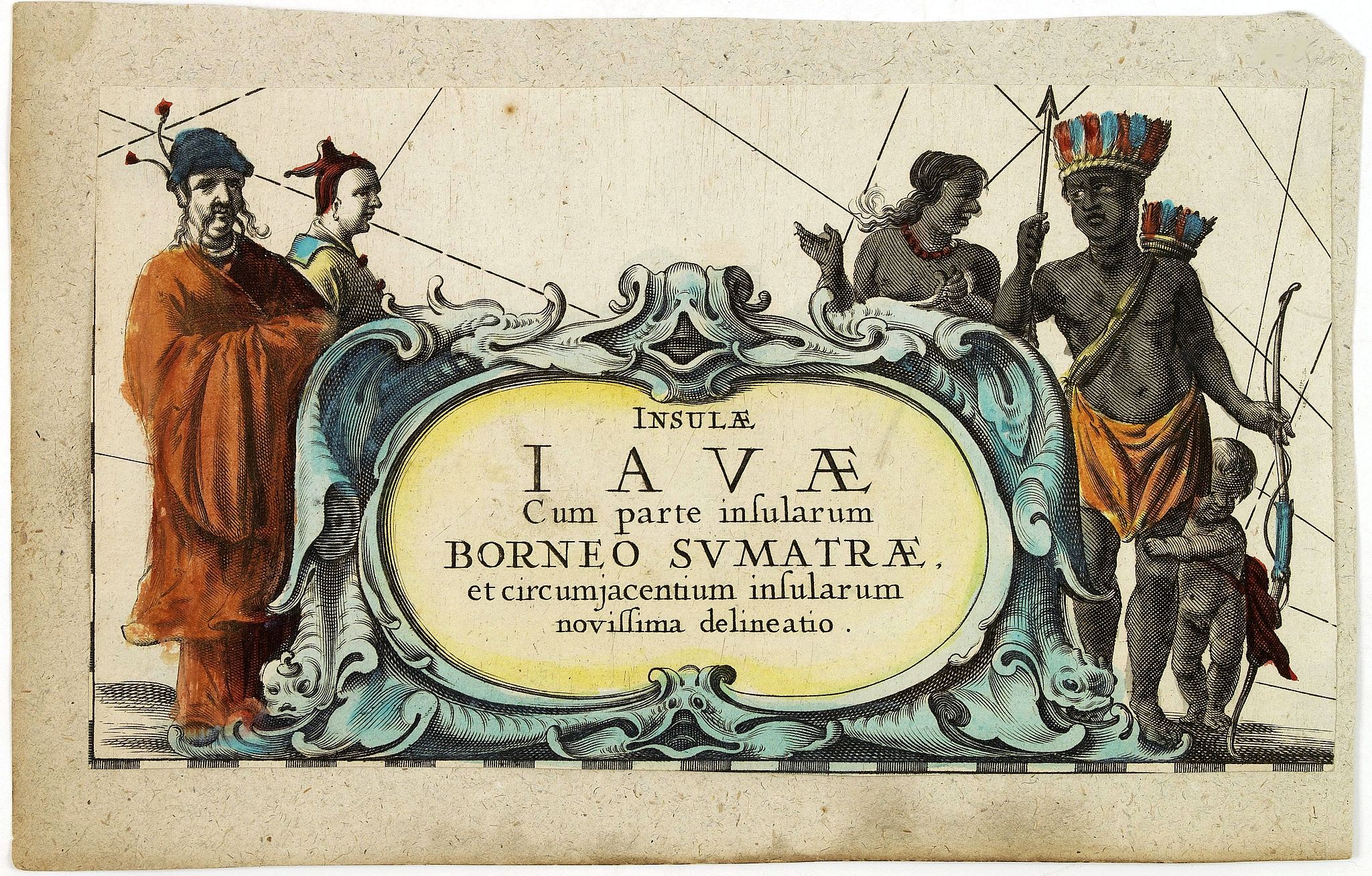JANSSONIUS, J.,  [Cartouche cutting from ] Insulae Iavae Cum parte insularum Borneo Sumatrae. . ., antique map, old maps