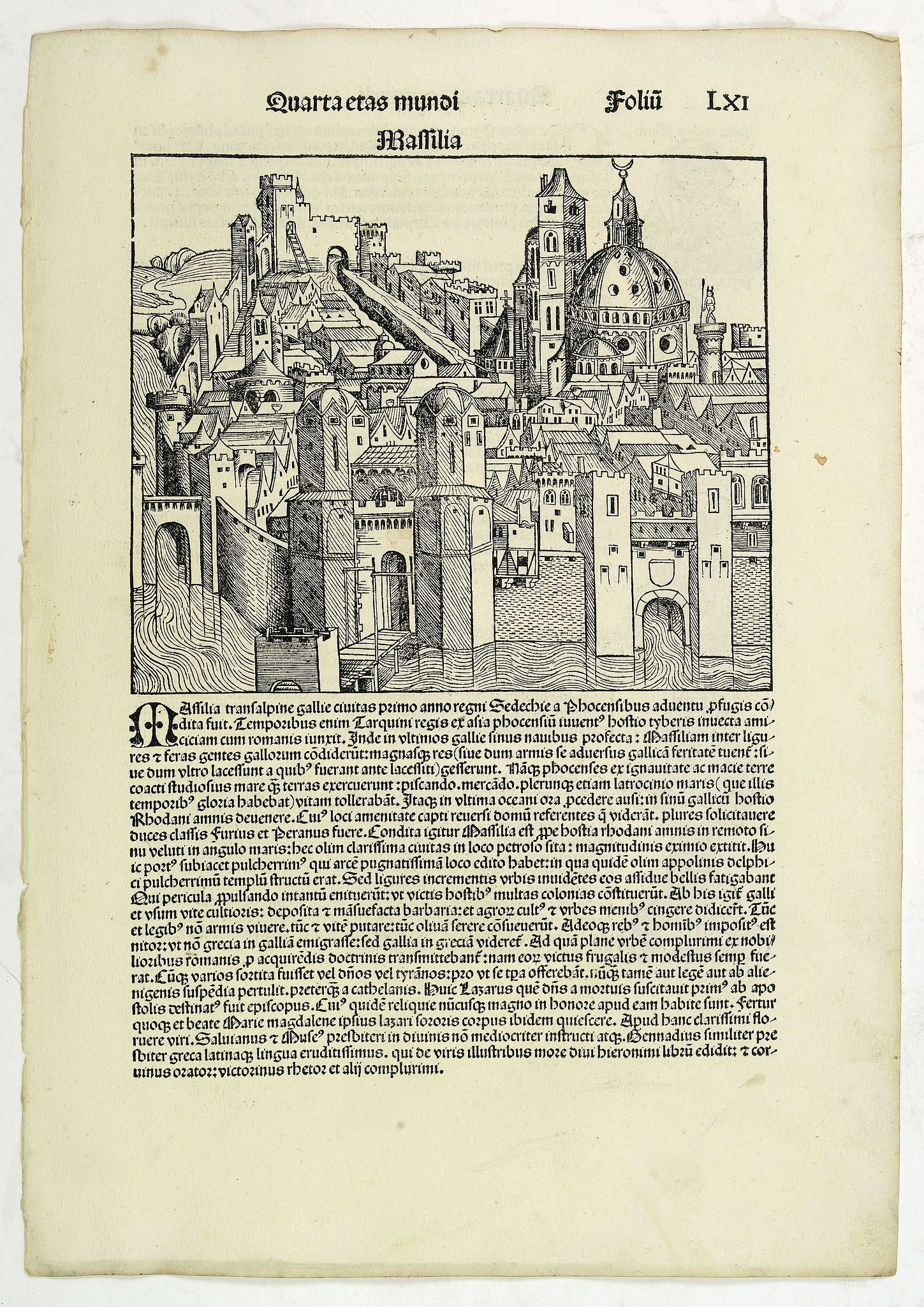 SCHEDEL, H., Quarta Etas Mundi. Folium.LXI, antique map, old maps