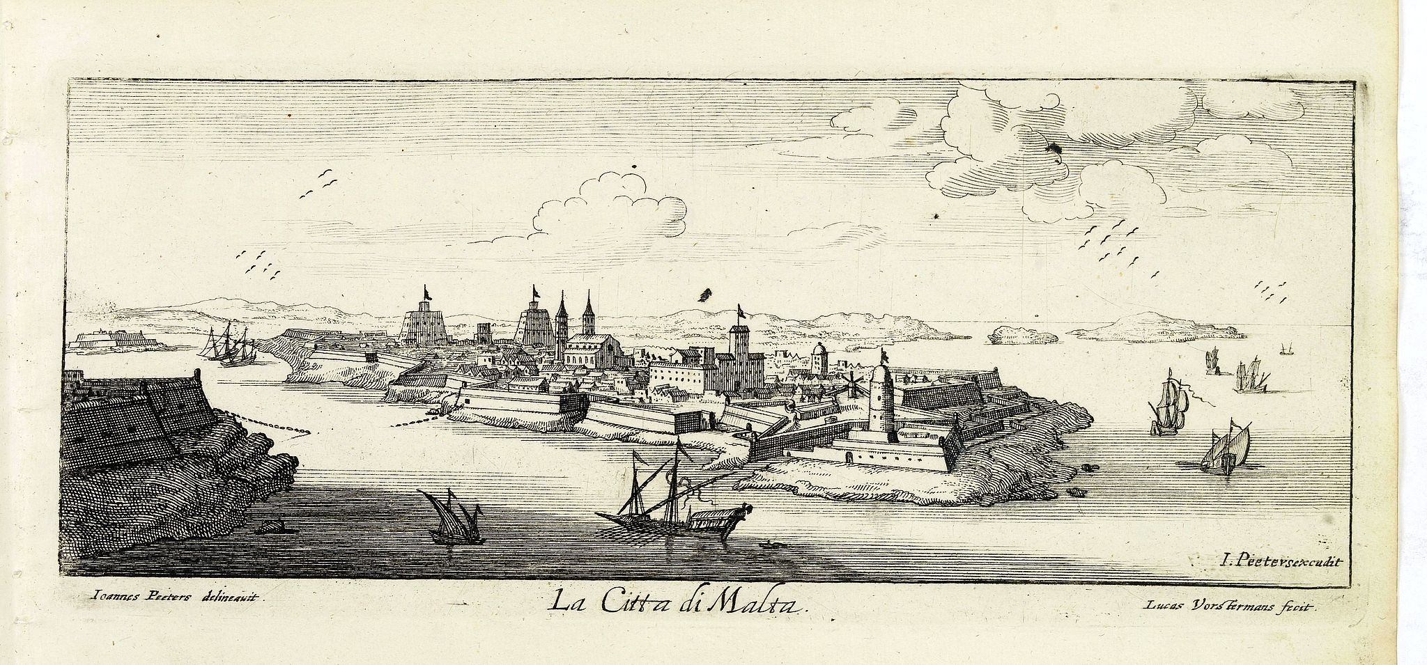 PEETERS, J. / VOSTERMANS II, L., La Citta di Malta., antique map, old maps