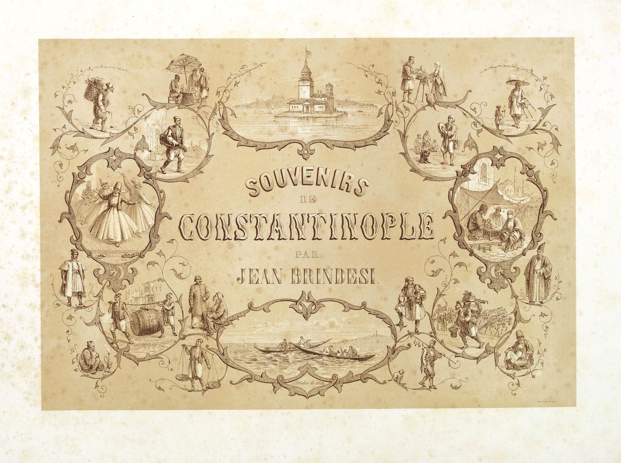 Old map by BRINDESI - (Title page) Souvenirs de Constantinople . . .