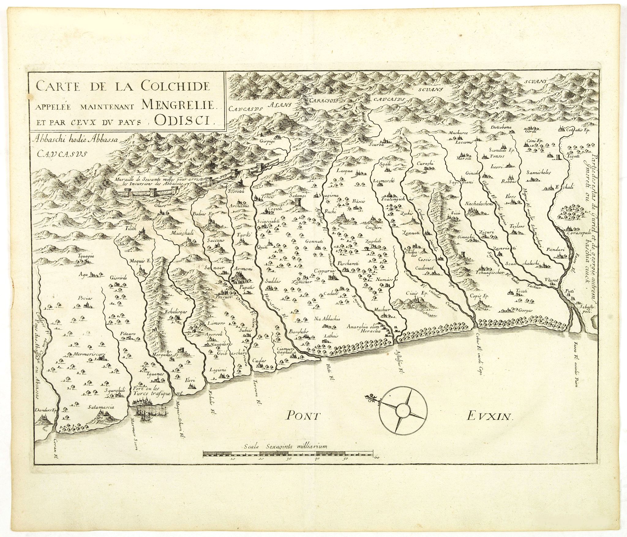 THEVENOT, M.,  Carte de la Colchide appel�e maintenant Mengrelie et pars ceux du pays Odisci., antique map, old maps