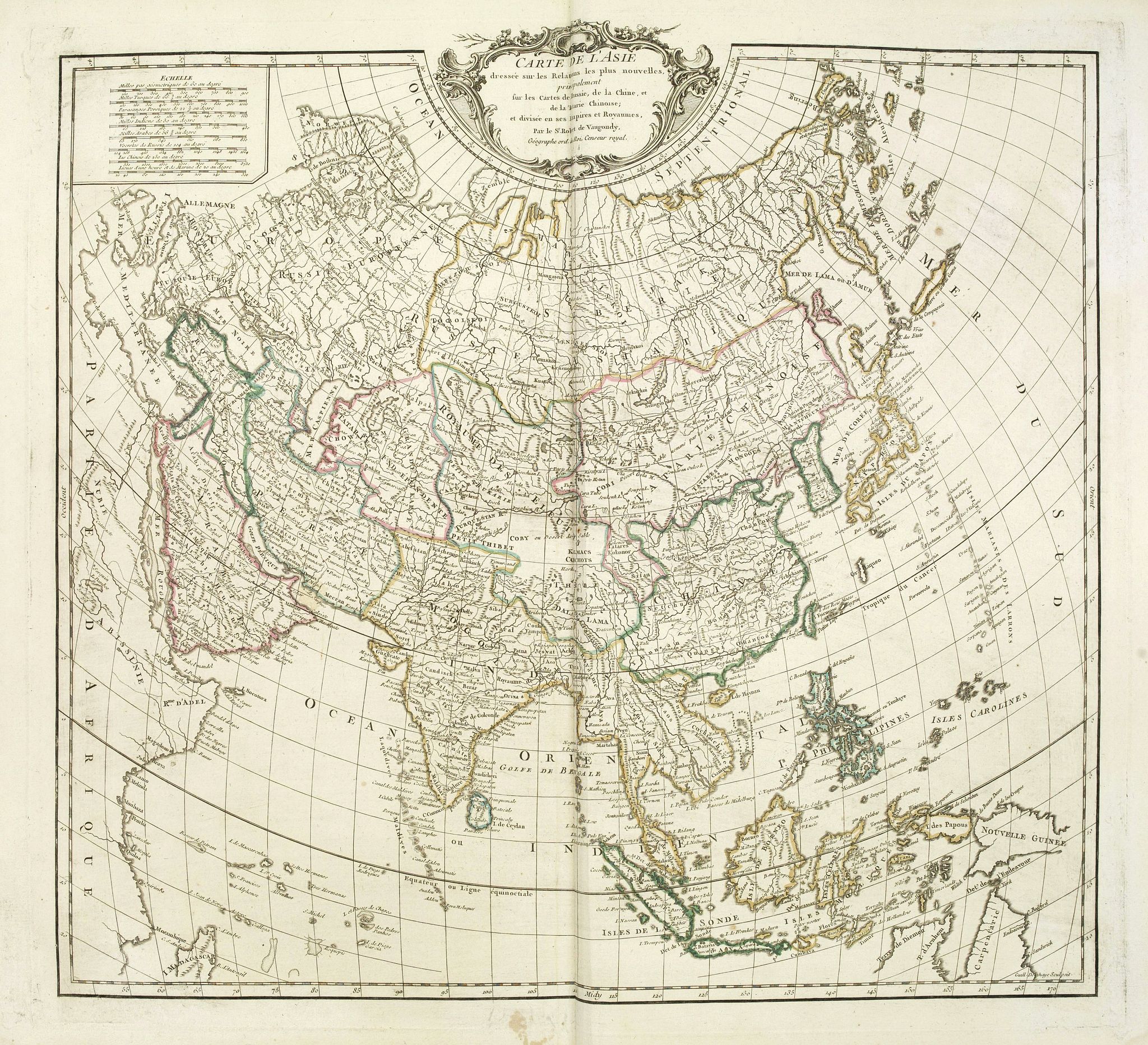 VAUGONDY, R. de,  Carte de L'Asie dress�e sur les Relations les plus nouvelles principalement. . ., antique map, old maps