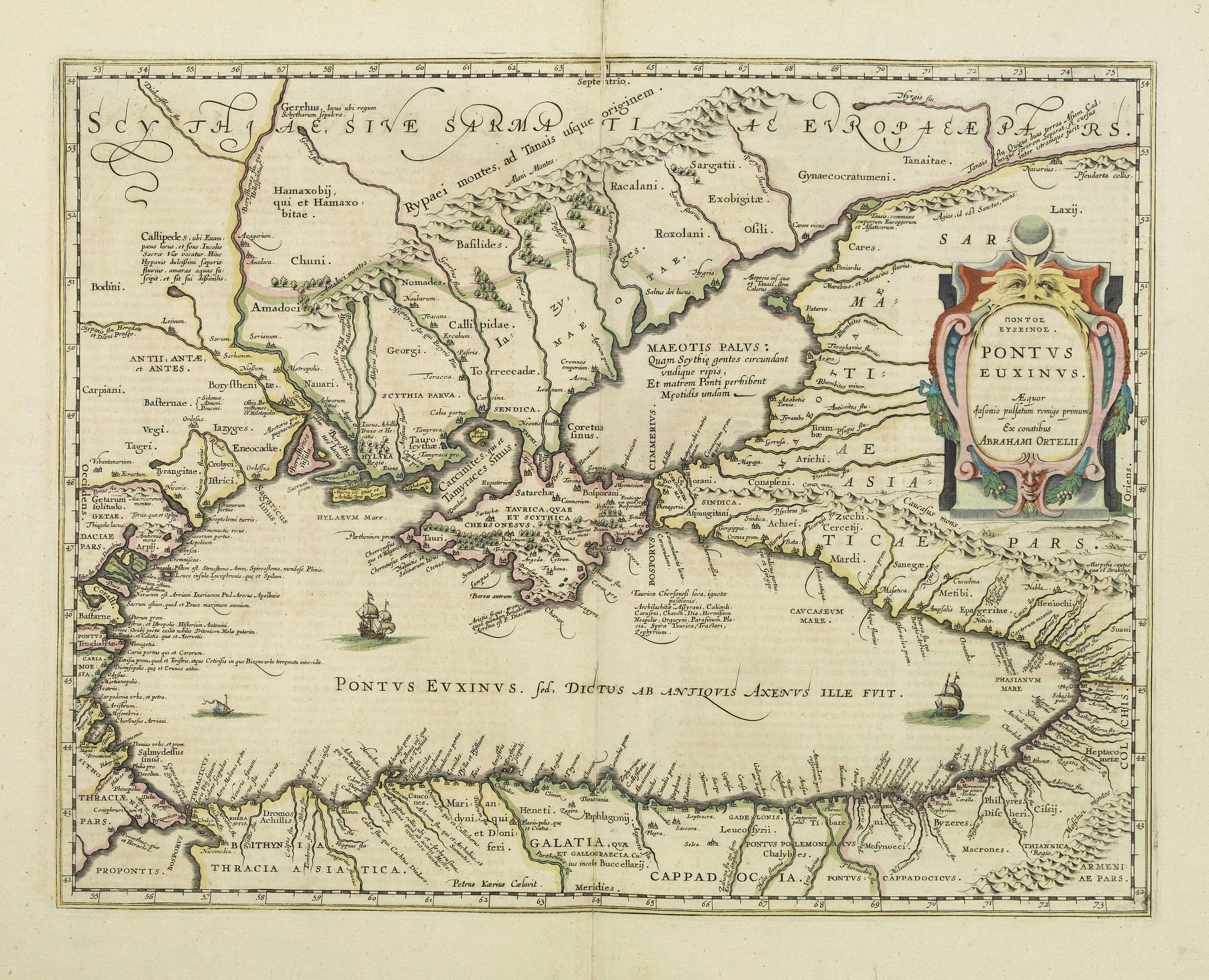 ORTELIUS, A.,  Pontus Euxinus Aequor Iafonio pulfatum remige premum., antique map, old maps