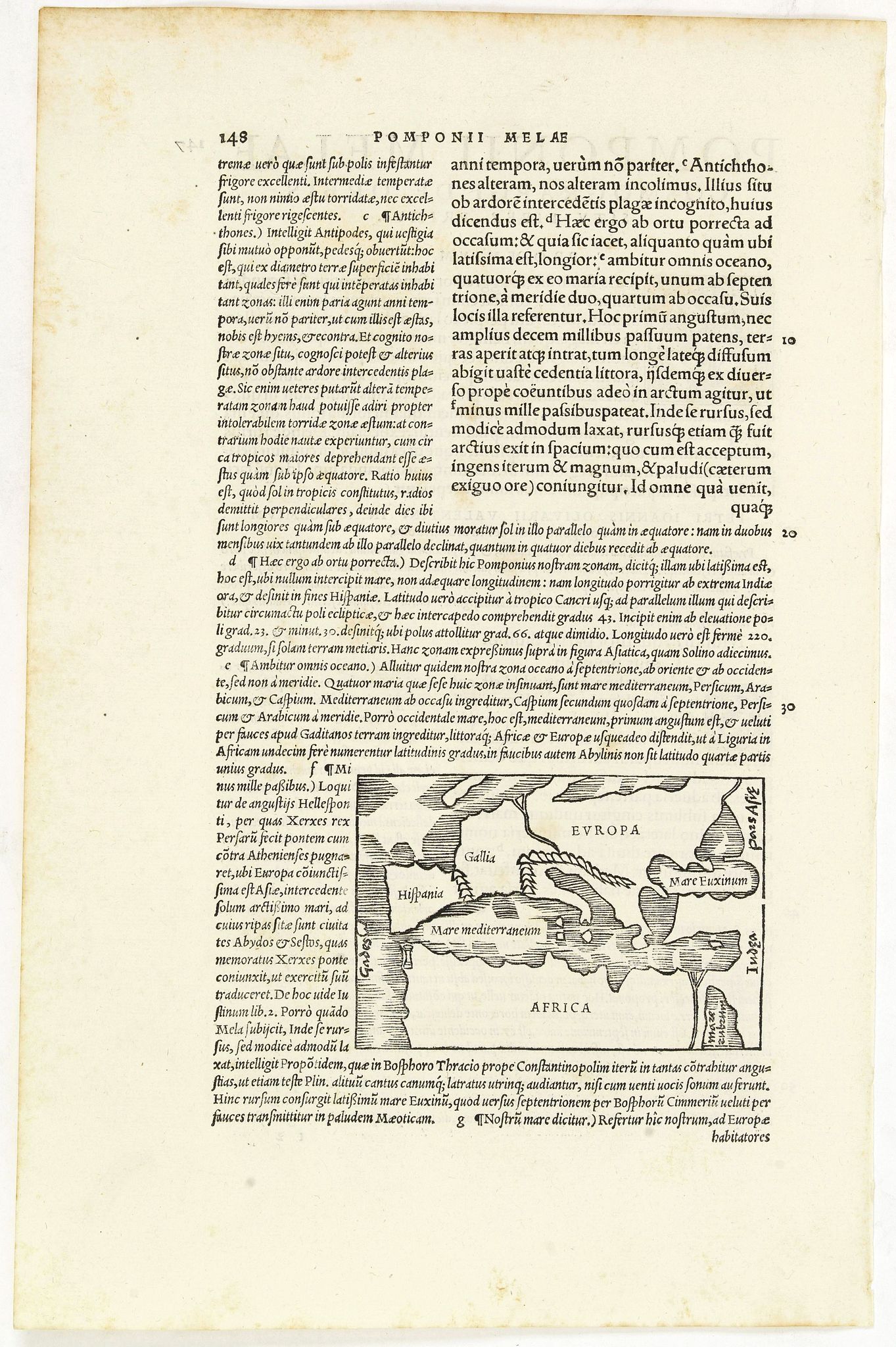 MELA, P. / SOLINUS, G.J.,  [Map of Europe], antique map, old maps