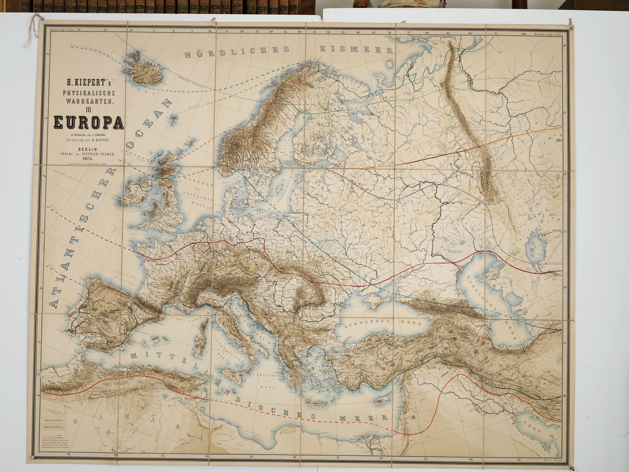 Old map by KIEPERT - Physikalische Wandkarten III. Europe. . .