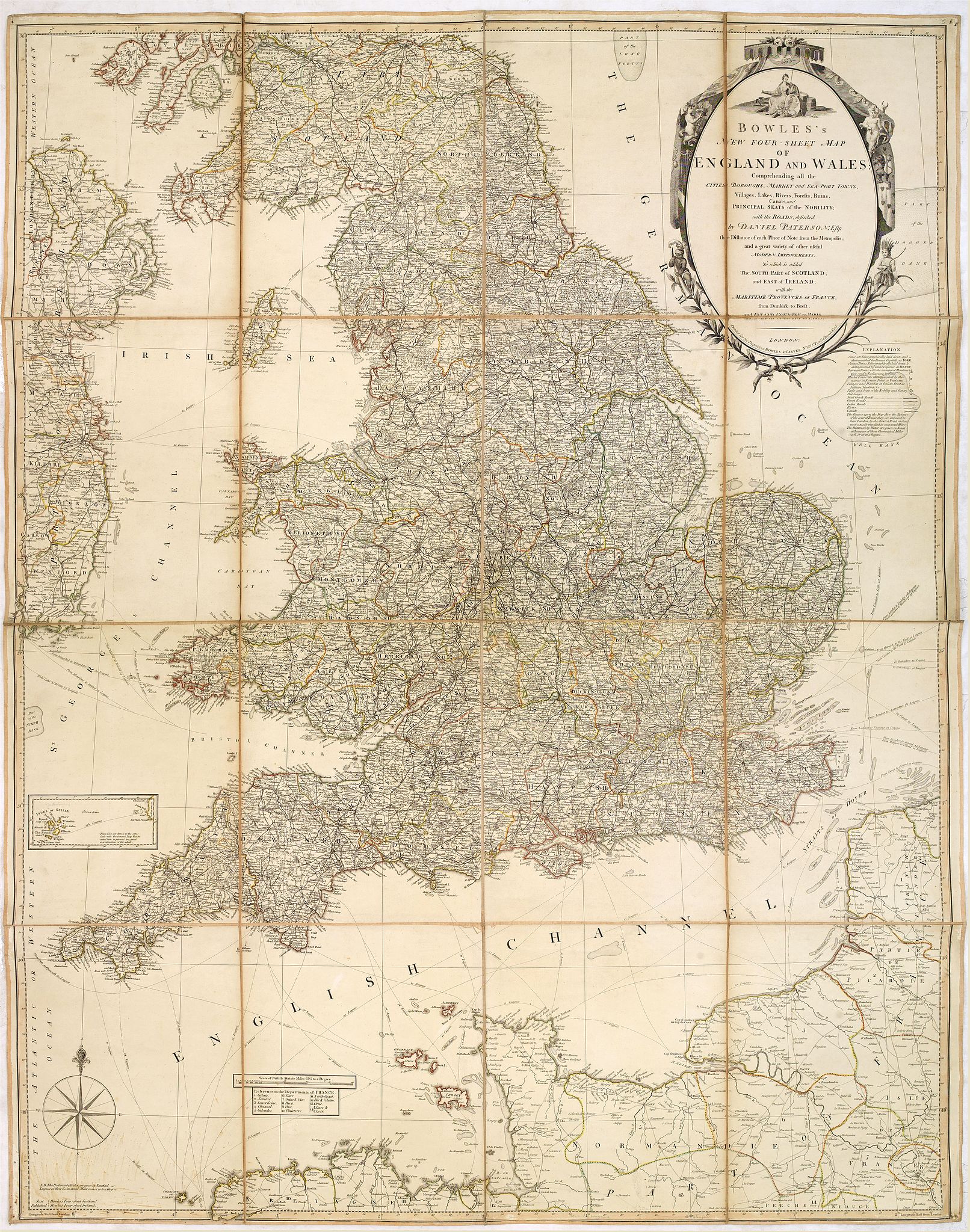 Old map by BOWLES - Bowles's new four-sheet map of England and Wales. . .
