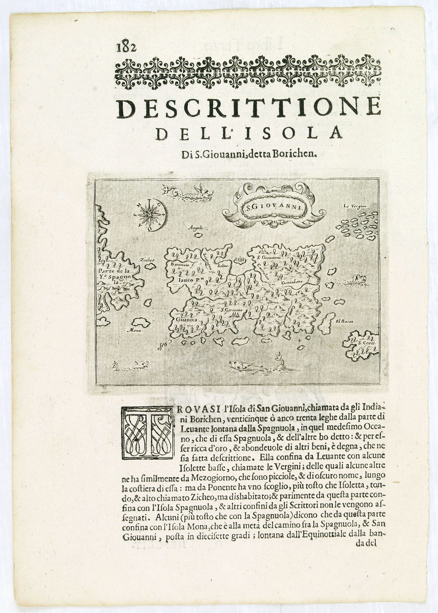 PORCACCHI,Th., S.Giovanni. (Puerto Rico), antique map, old maps