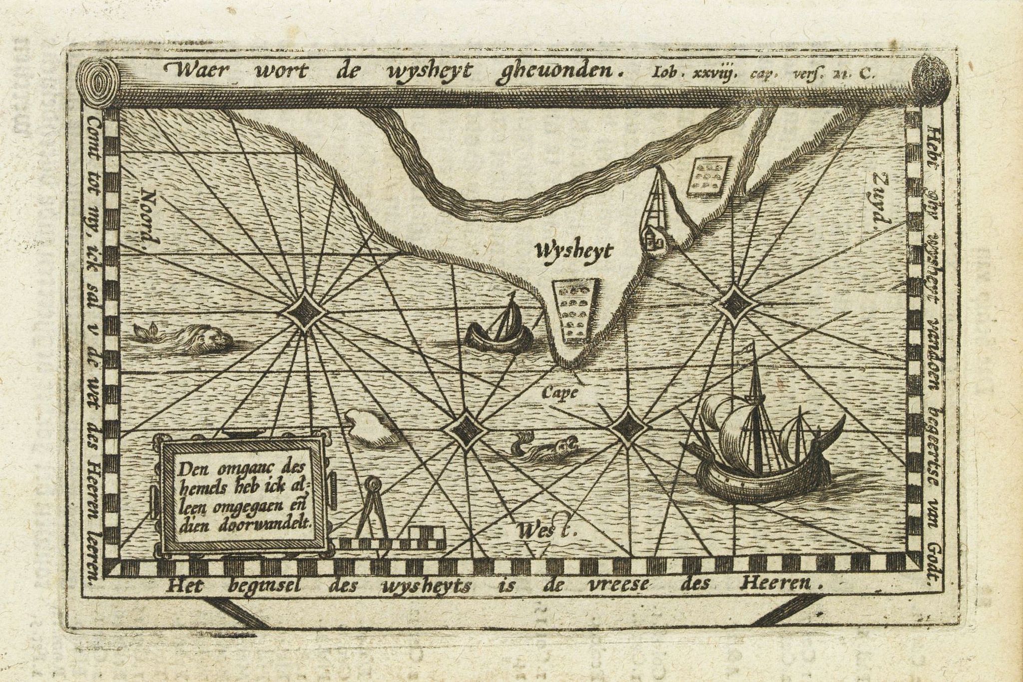 ANONYMOUS,  Waer wort de wysheyt ghevonden. . ./ Den omganc des hemels heb ick alleen omgegaen en dien doorwandelt., antique map, old maps