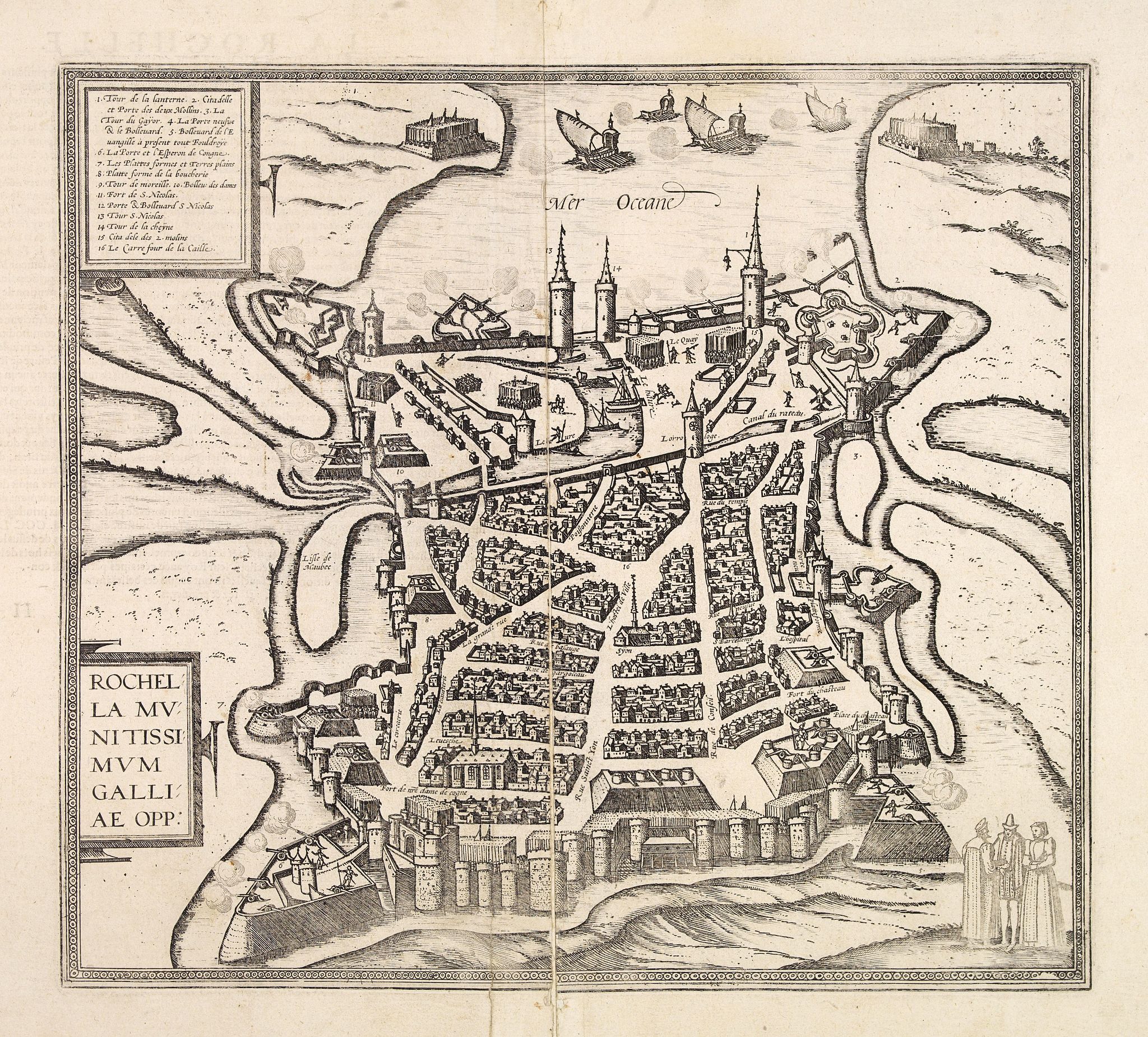 BRAUN, G. / HOGENBERG, F., Rochella munitissimum galliae opp :, antique map, old maps