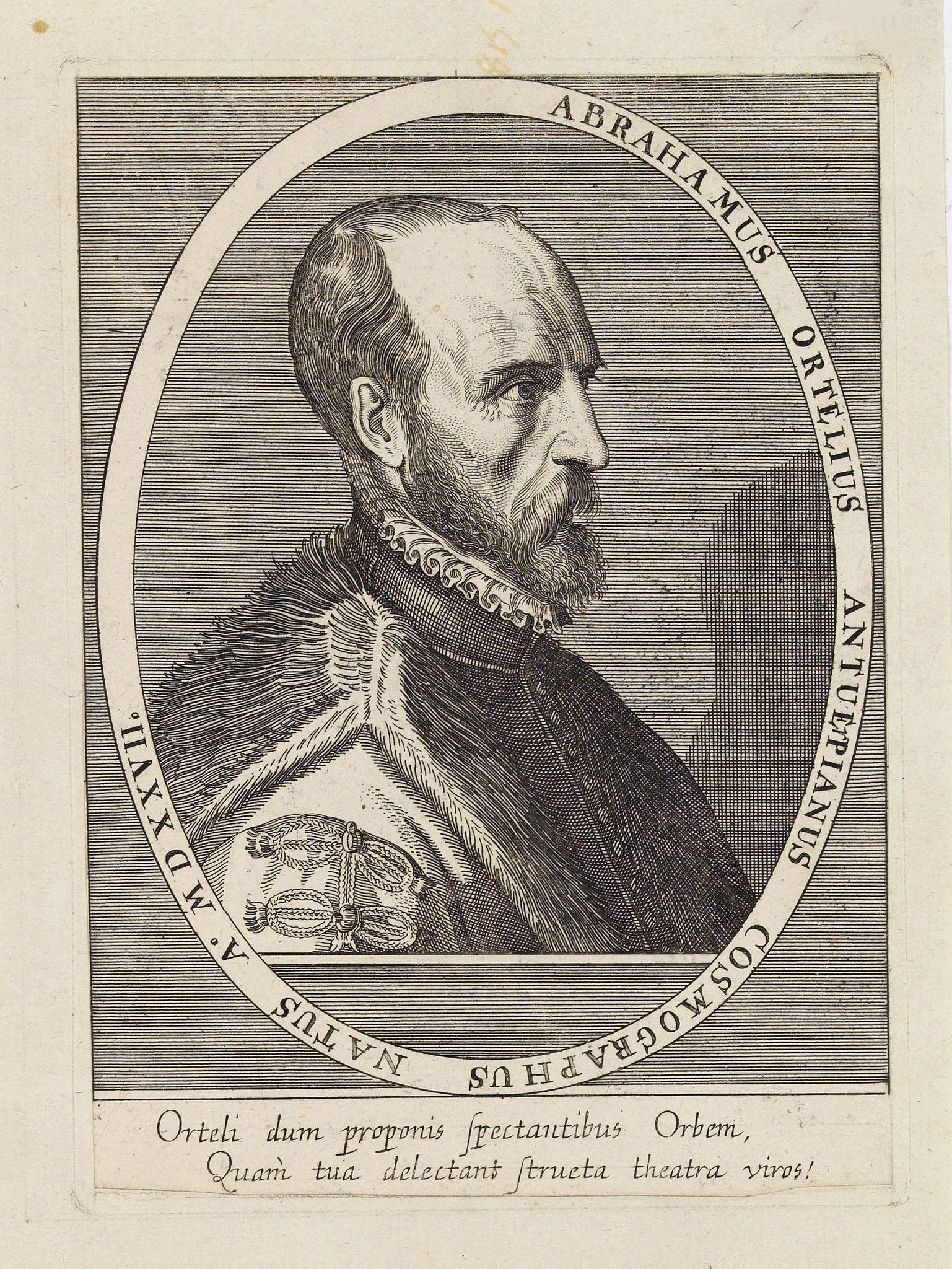 Old map by ANONYMOUS - Abrahamus Ortelius Antuerpianus cosmographus natus a. MDXXVII