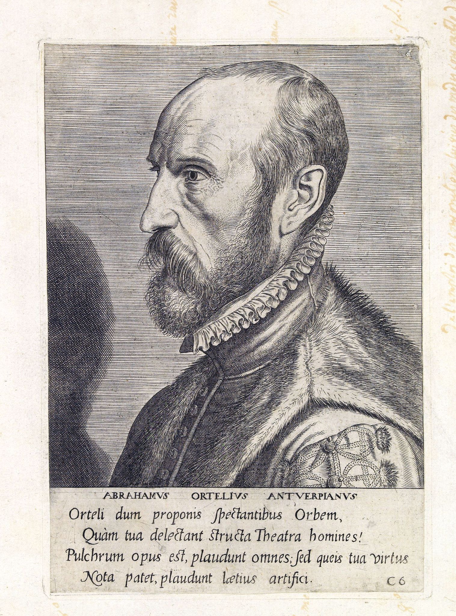 Old map by ANONYMOUS - ABRAHAMUS ORTELIUS ANTVERPIANUS Orteli dum proponis spectantibus Orbem, Quam tua delectant structa Theatra homines! . . .