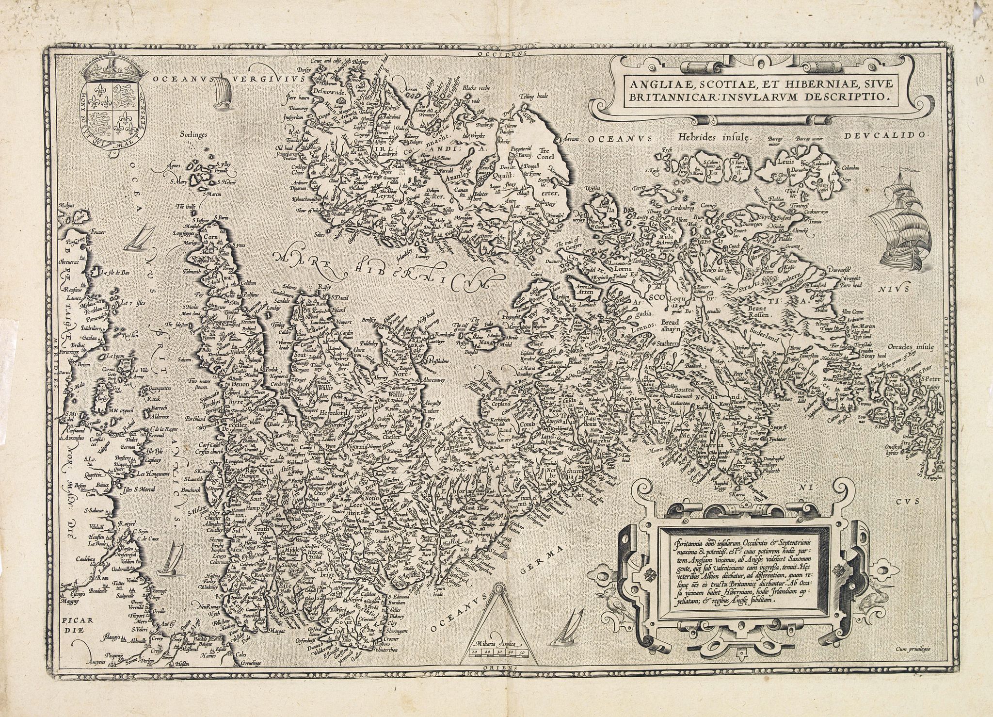 Old map by ORTELIUS - Angliae, scotiae, et Hiberniae, sive Britannicar insularum.