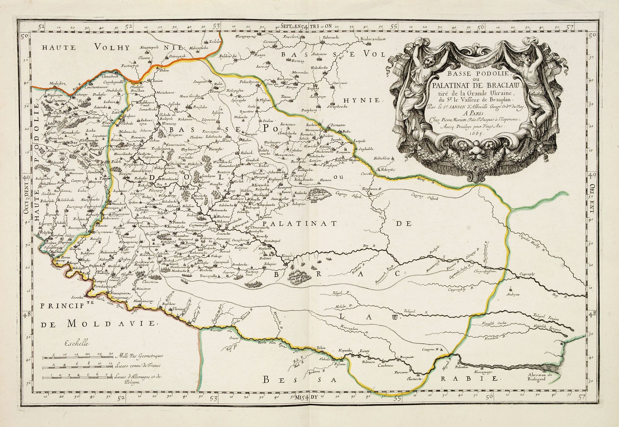 SANSON, N./ MARIETTE, P.,  Basse podolie, Palatinat de Braclaw tir� de la grande Ukraine du Sieur le Vasseur de Beauplan / par le Sr. . ., antique map, old maps