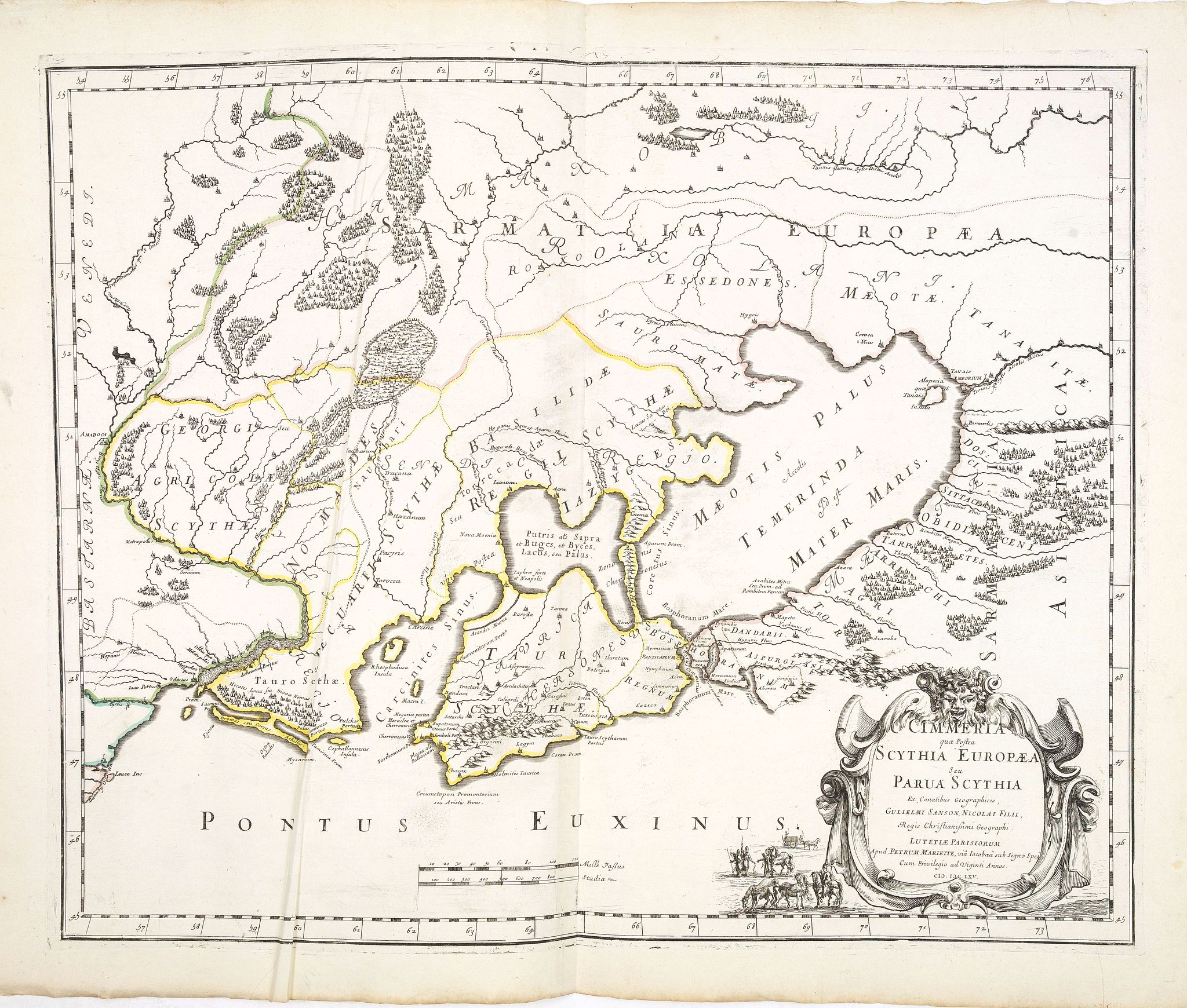 SANSON, N. / MARIETTE, P.,  Cimmeria quae postea Scythia Europaea seu Parua Scythia / ex conatibus geographicis Gulielmi Sanson. . ., antique map, old maps