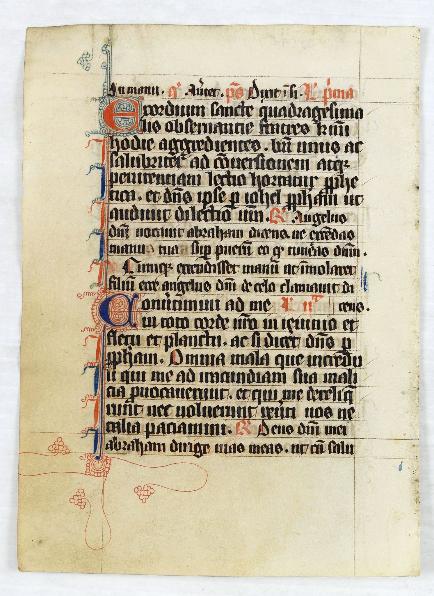BREVIARY,  Manuscript leaf from a very early [around 1300] Breviary., antique map, old maps