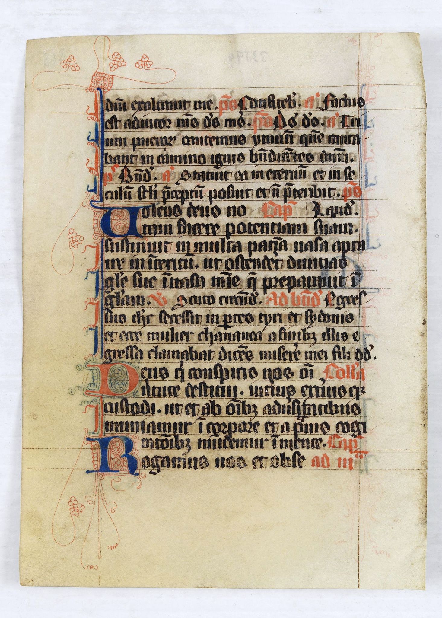 BREVIARY,  Manuscript leaf from a very early [around 1300] Breviary., antique map, old maps