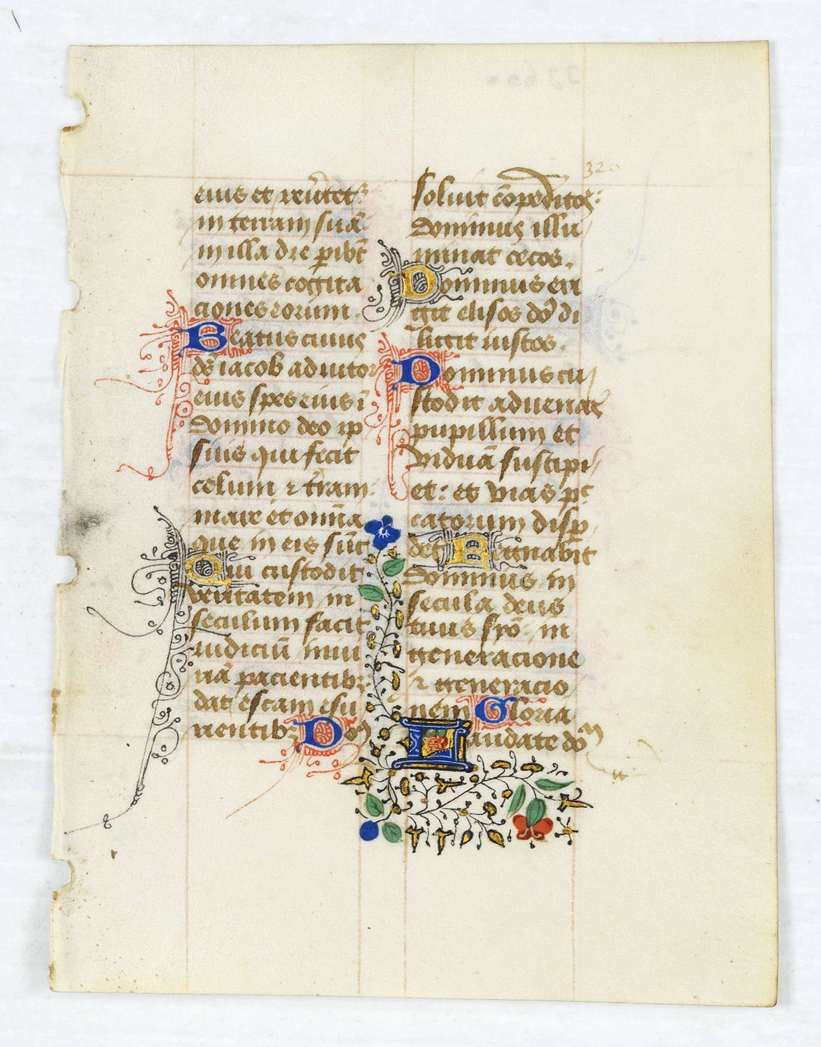 BOOK OF HOURS.,  Leave from a Book of Hours on vellum., antique map, old maps