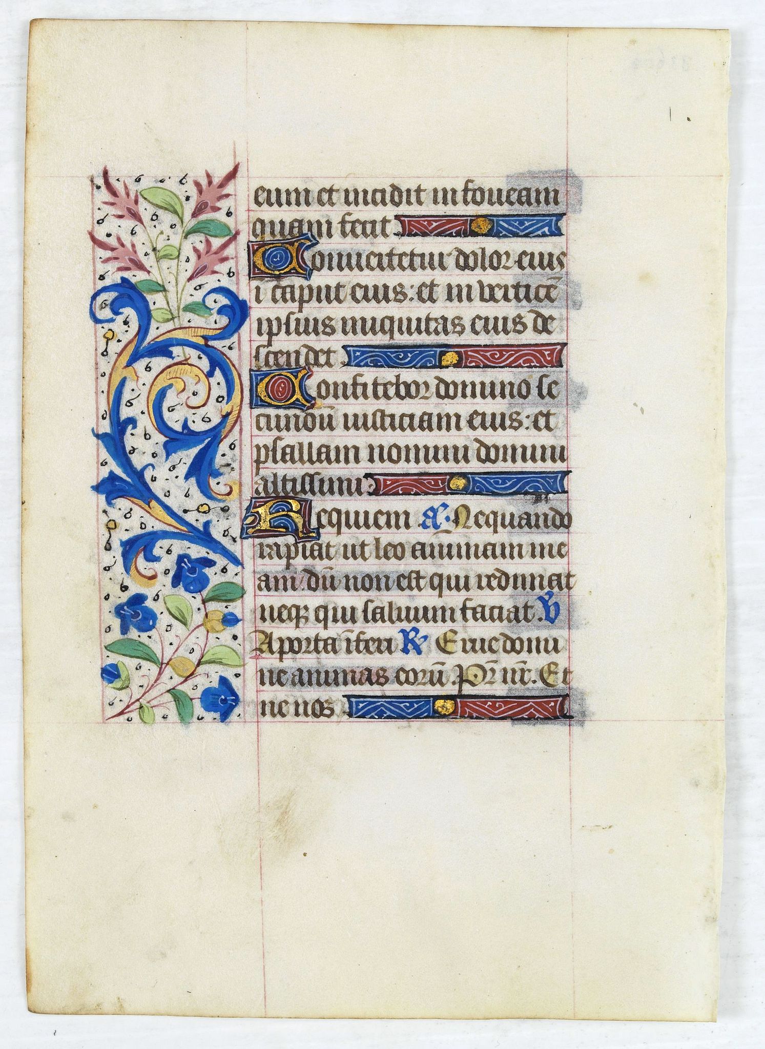 BOOK OF HOURS.,  Manuscript leaf from a Book of Hours on vellum., antique map, old maps