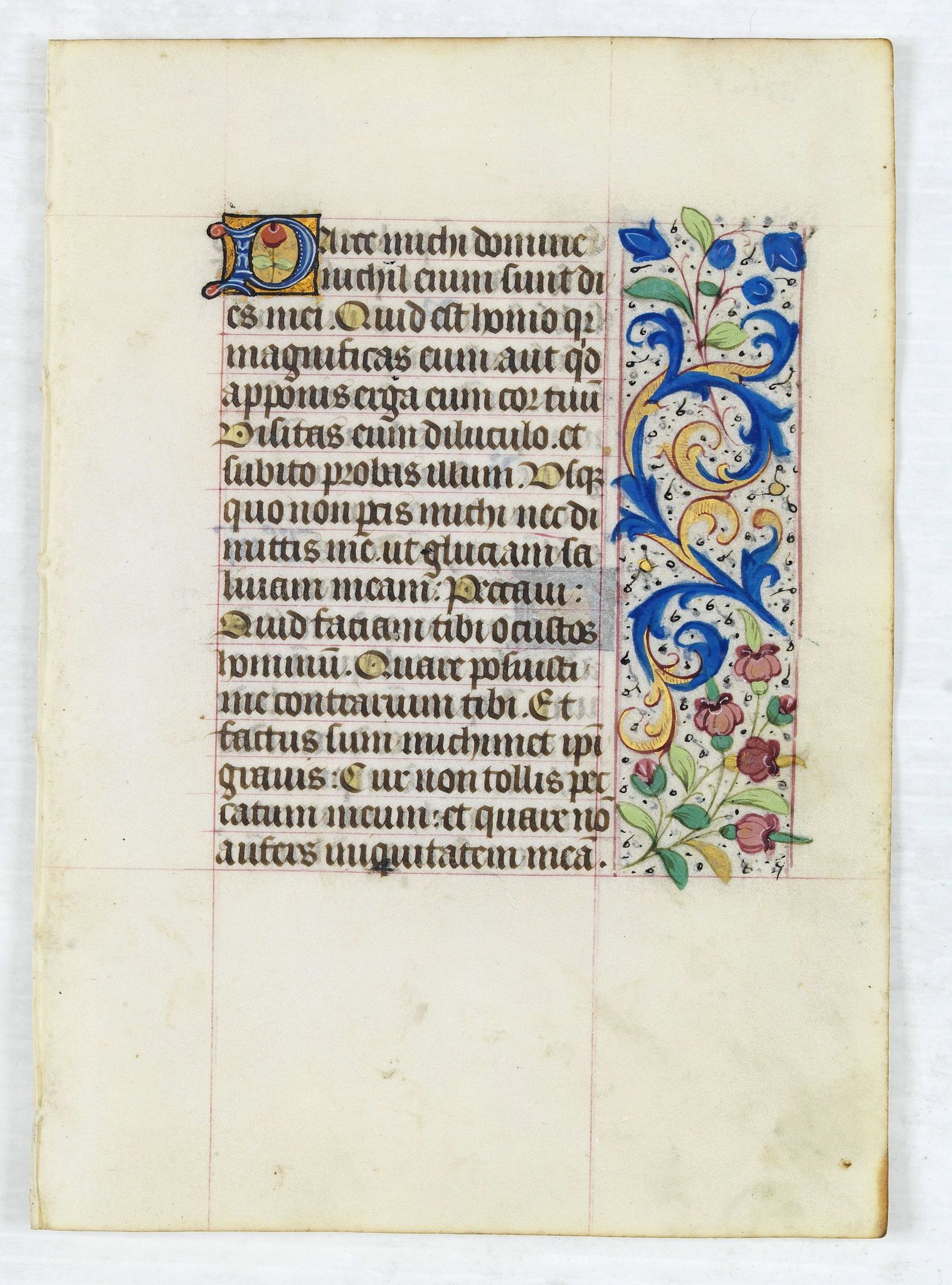 BOOK OF HOURS.,  Manuscript leaf from a Book of Hours on vellum., antique map, old maps