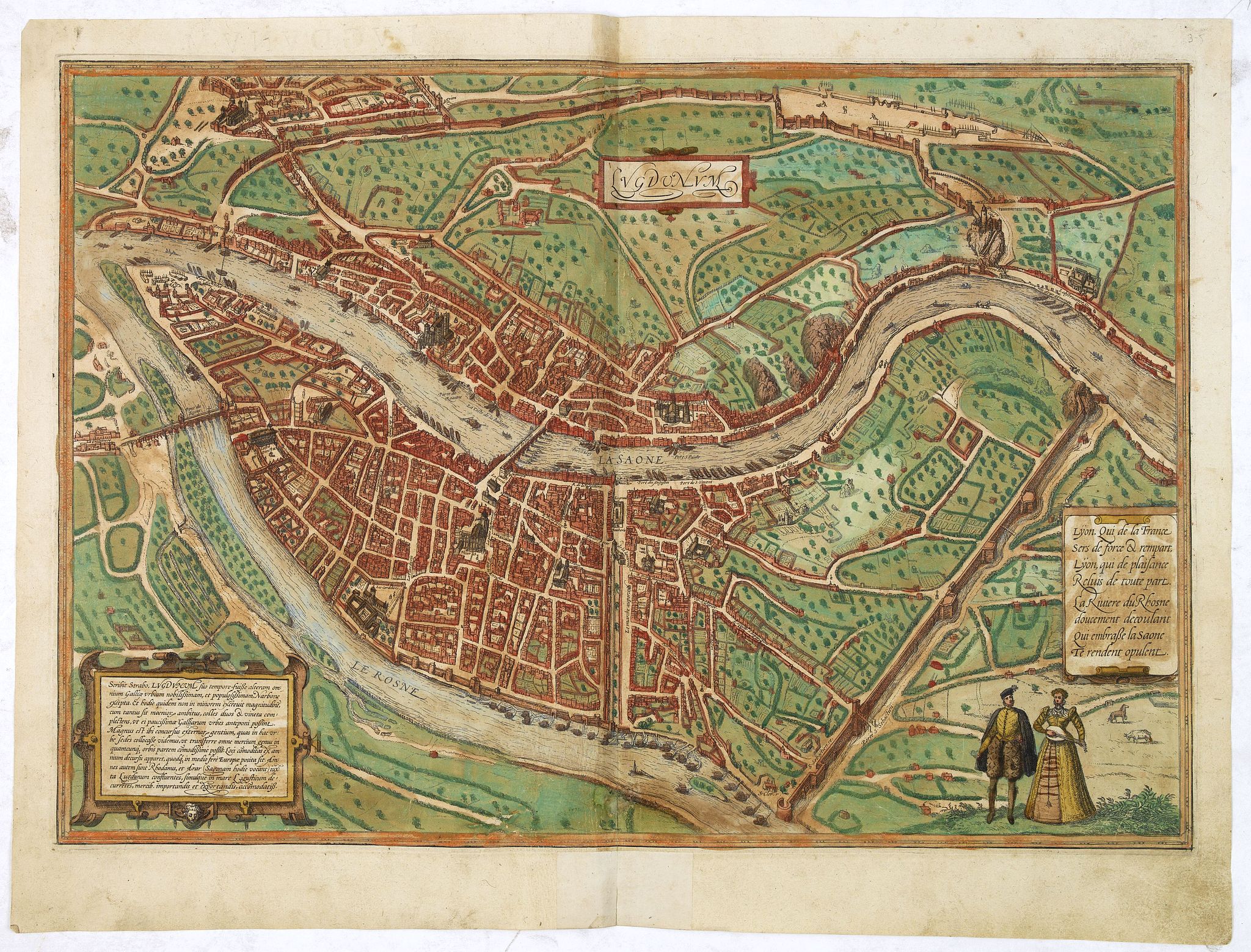 BRAUN,G. / HOGENBERG, F., Lugdunum. (Lyon), antique map, old maps