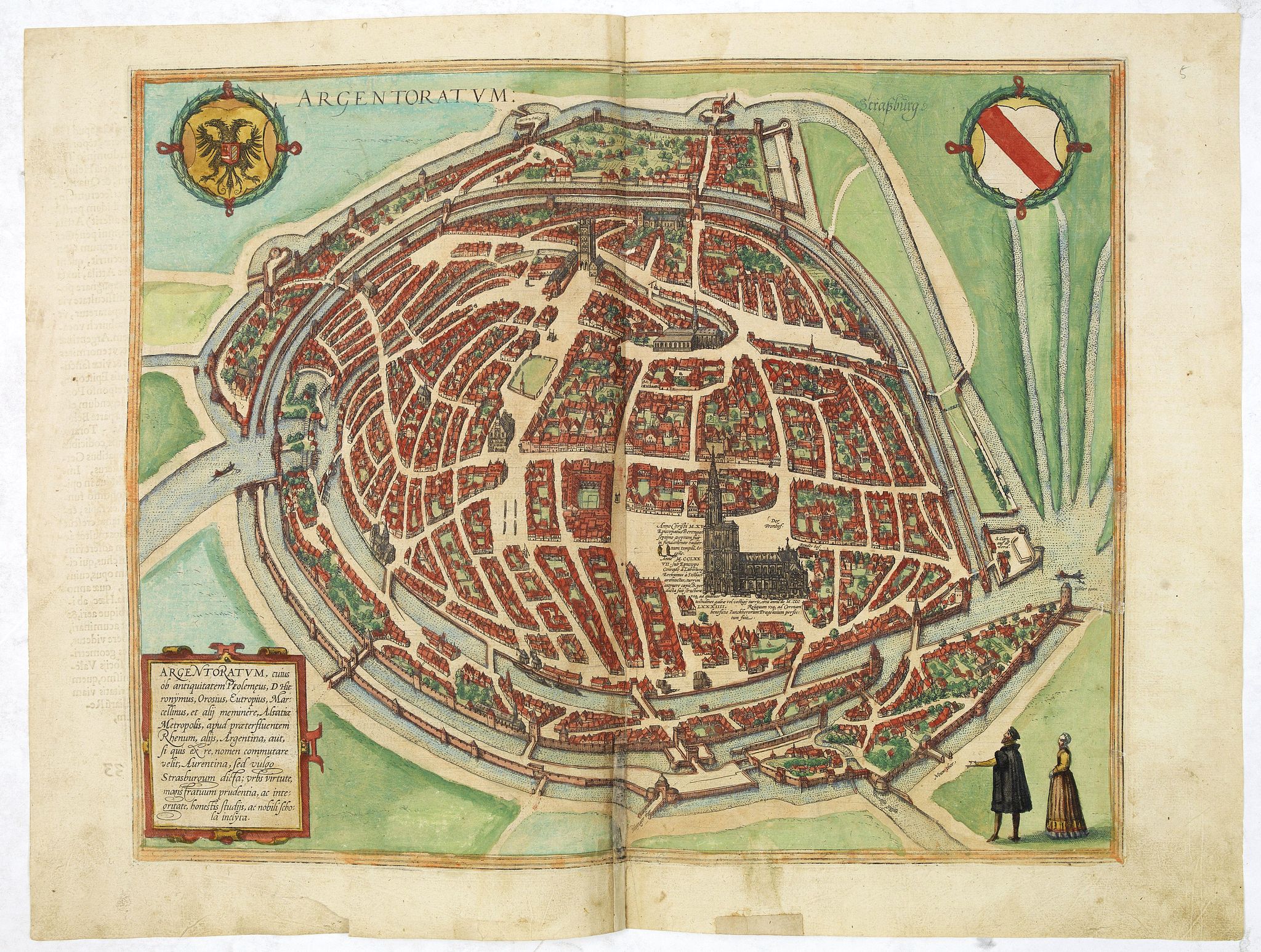 BRAUN,G. / HOGENBERG, F., Argentoratum, cuius ob antiquitatem Ptolemeus. . ., antique map, old maps