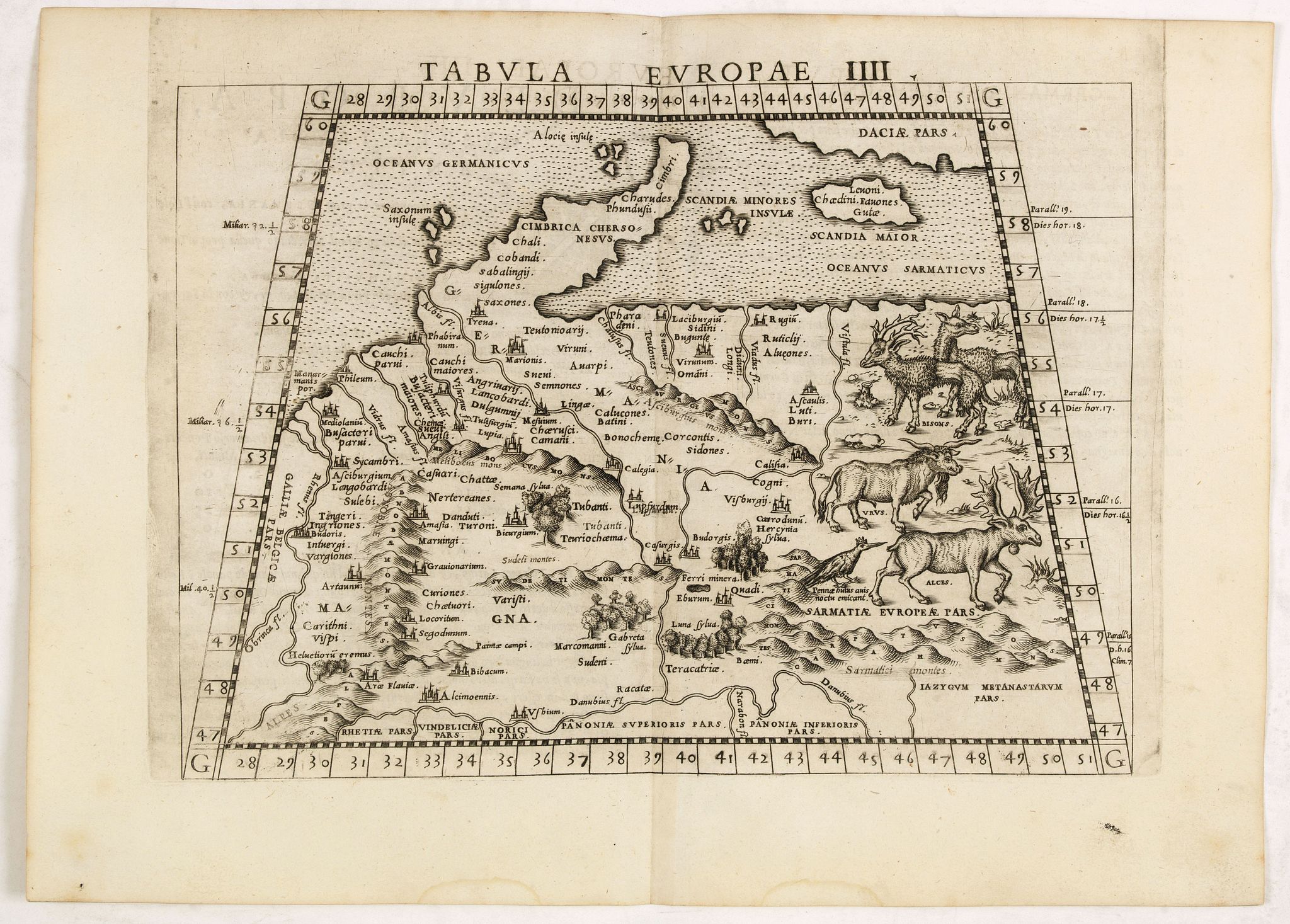 RUSCELLI, G., Tabula Europae IIII., antique map, old maps